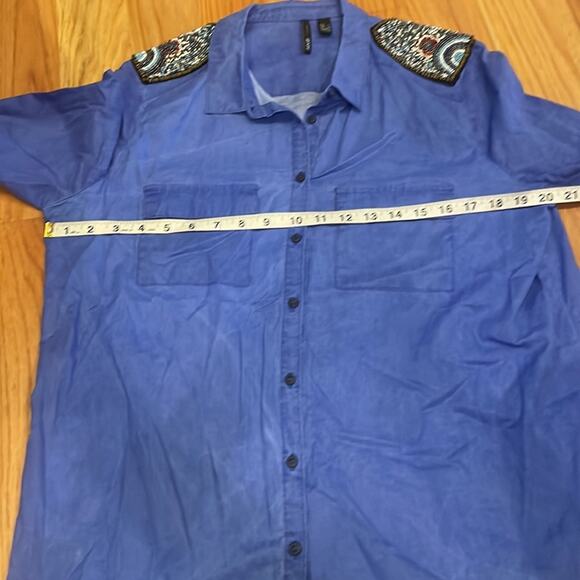 MNG Embellished Shoulder Button Down Top - Size Large - Picture 6 of 7